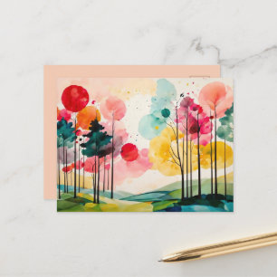 Whimsical Spring Watercolor Art Postcard