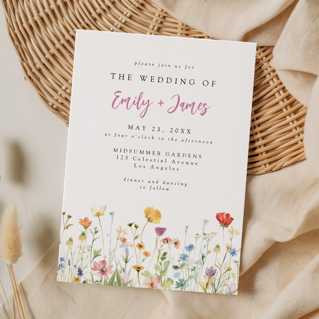 Whimsical Spring Wildflower Wedding Invitation (Creator Uploaded)