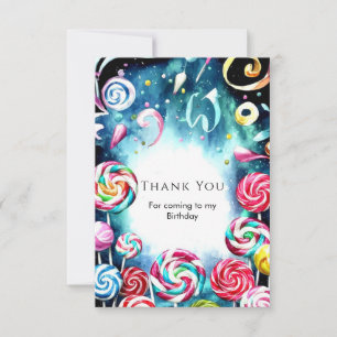 Whimsical Sprinkle Candyland Birthday Thank You Card