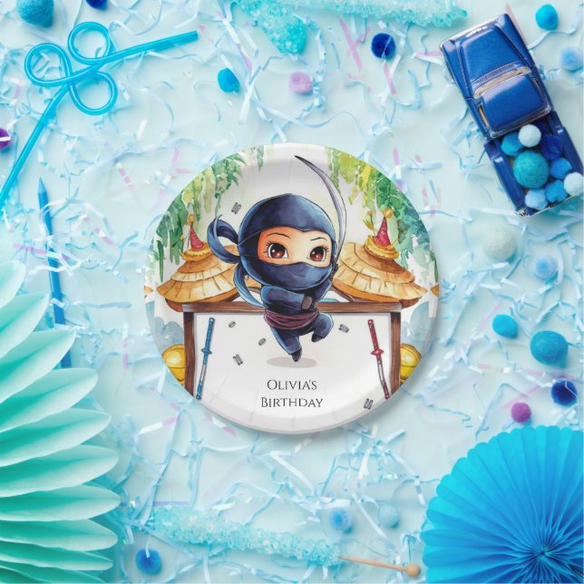 Whimsical Spy Ninja Birthday Paper Plate (Party)