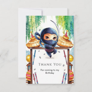 Whimsical Spy Ninja Birthday Thank You Card