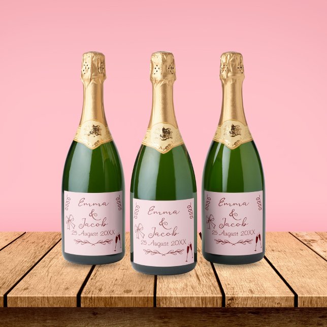 Whimsical Squiggles Toasting Champagne Sparkling Wine Label (Whimsical Quirky Squiggles Pink Wedding Bottle Label)