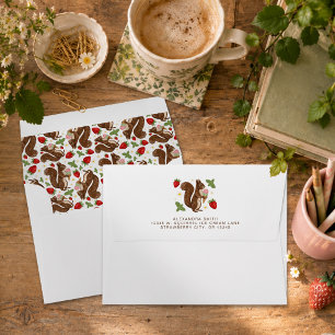 Whimsical Squirrel Ice Cream Strawberry Woodland Envelope