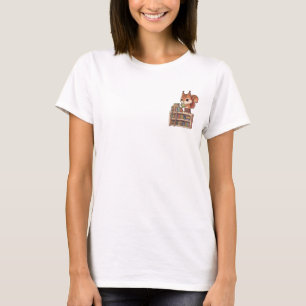 Whimsical Squirrel Librarian Reading T-Shirt
