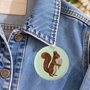 Whimsical Squirrel with Ice Cream Woodland 3 Cm Round Badge