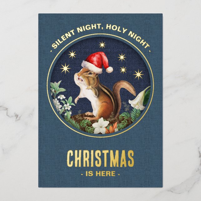 Whimsical Squirrel Woodland Animals Christmas Card (Front)