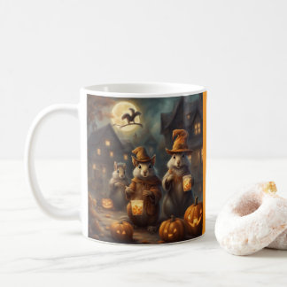 Whimsical Squirrels in witch costumes Halloween Coffee Mug