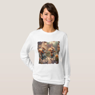 Whimsical Squirrels ride bicycles storybook T-Shirt