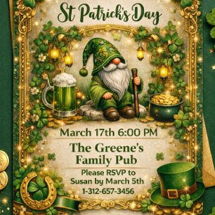 Whimsical St. Patrick’s Day Gnome  Invitation