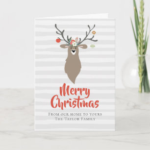 Whimsical Stag Deer Personalised Christmas Holiday Card