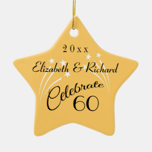 Whimsical Star 60th Anniversary Gifts-Christmas Ceramic Tree Decoration
