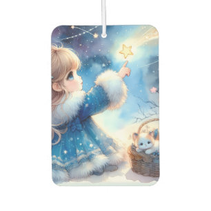 Whimsical Star Gazer Girl Watercolor Car Air Freshener