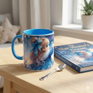 Whimsical Star Gazer Girl Watercolor Mug