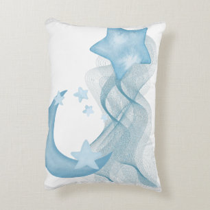 Whimsical Star & Moon Watercolor Pillow