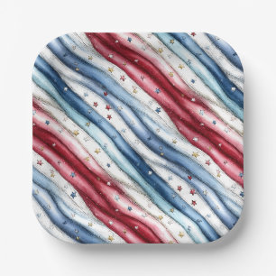 Whimsical Star & Stripes Americana Party Paper Plate