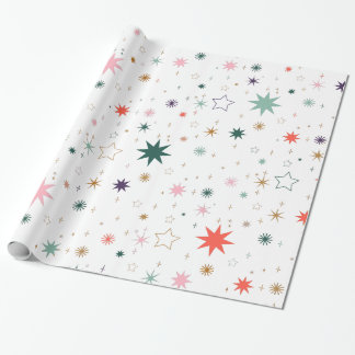 Whimsical Starburst and Star Pattern  Wrapping Paper