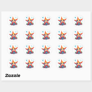 Whimsical Starfish Stickers! Classic Round Sticker