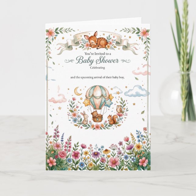 Whimsical Starry Meadow Illustration Card (Front)