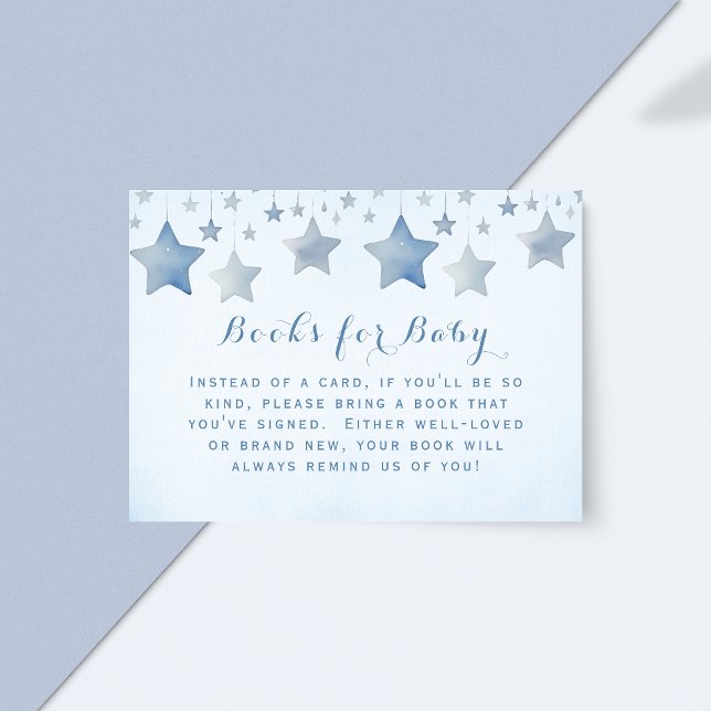 Whimsical Starry Night Books Blue Baby Shower Enclosure Card (Creator Uploaded)