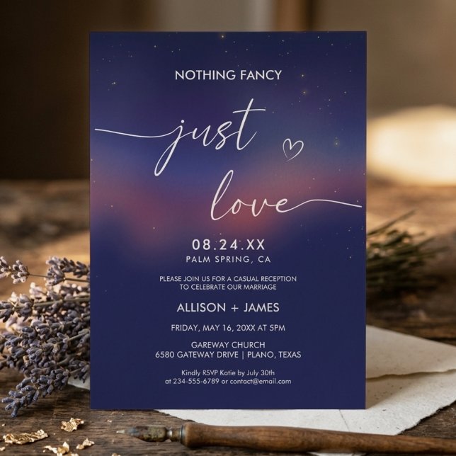 Whimsical Starry Night Script Modern Wedding Invitation (Creator Uploaded)
