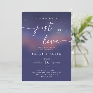 Whimsical Starry Night Script Modern Wedding Invitation