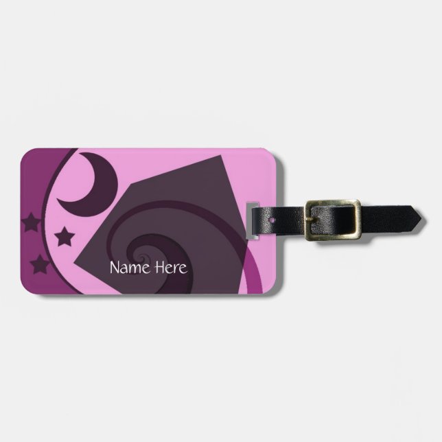 Whimsical Stars and Moon Luggage Tag (Front Horizontal)