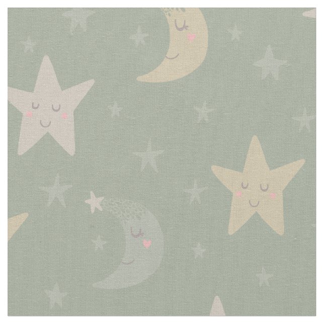 Whimsical Stars and Moons Fabric (Close Up)