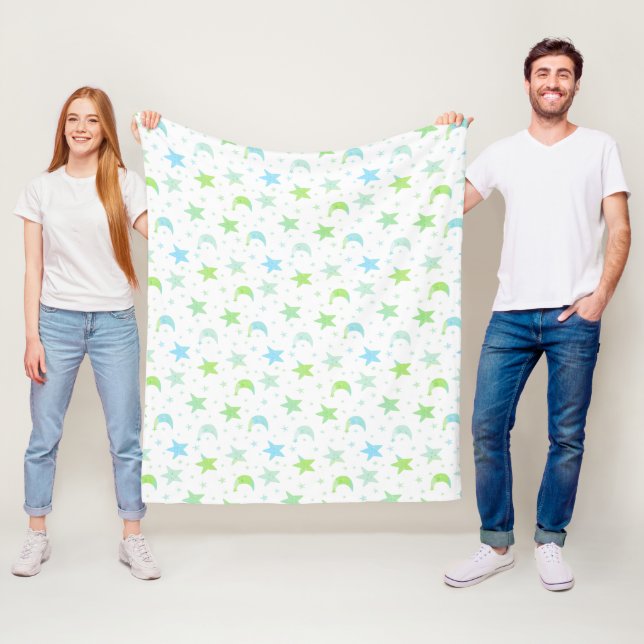 Whimsical Stars and Moons Fleece Blanket (In Situ)