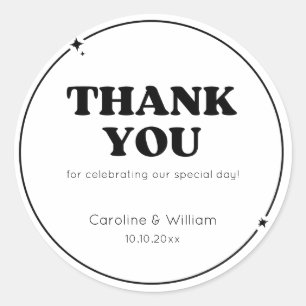Whimsical Stars Circle Thank You Wedding Business  Classic Round Sticker