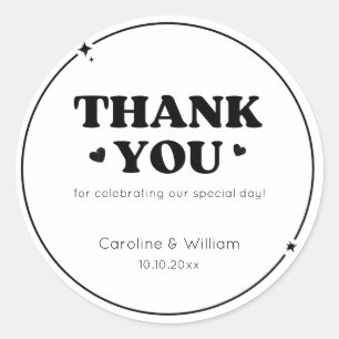 Whimsical Stars Circle Thank You Wedding Business  Classic Round Sticker