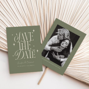Whimsical Stars Sage Green Save The Date