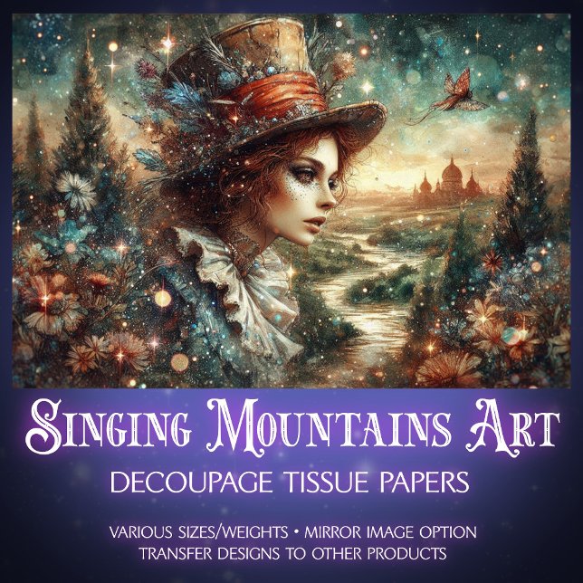 Whimsical Steampunk Alice In Wonderland Tissue Paper (Creator Uploaded)