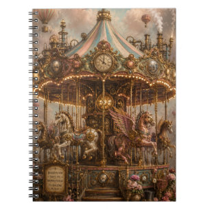 Whimsical Steampunk Carousel Notebook