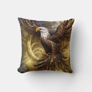 Whimsical steampunk charming eagle cushion