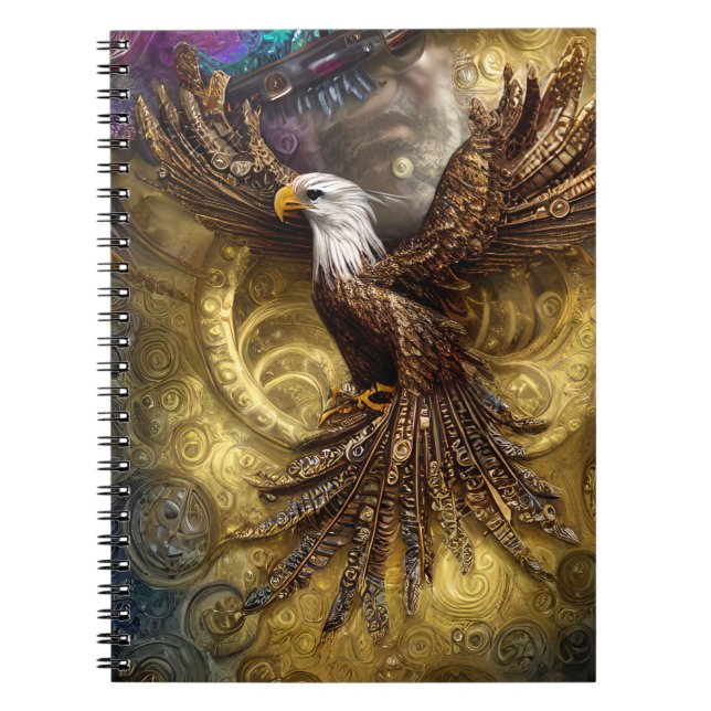 Whimsical steampunk charming eagle  notebook (Front)