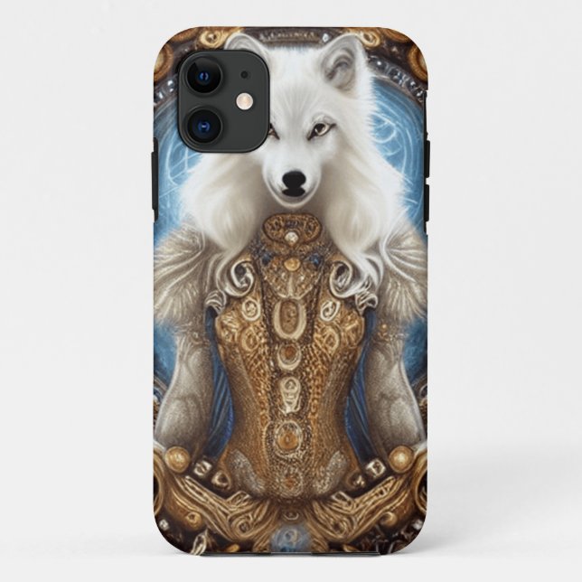 Whimsical steampunk charming white wolf  Case-Mate iPhone case (Back)