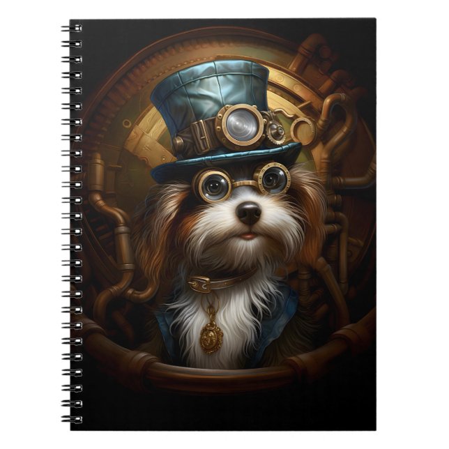 Whimsical Steampunk Dog In Clothing 033 Notebook (Front)
