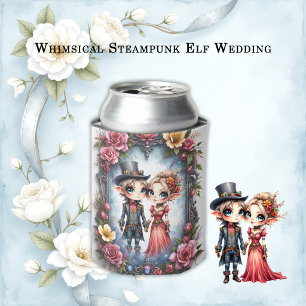 Whimsical Steampunk Elf Wedding Can Cooler