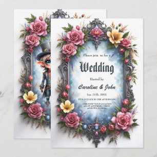 Whimsical Steampunk Elf Wedding Invitation