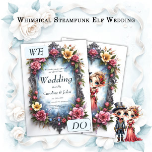 Whimsical Steampunk Elf Wedding Invitation