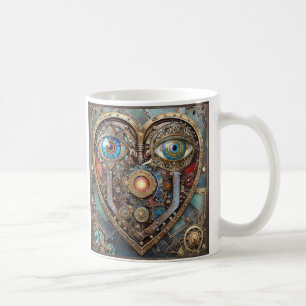 Whimsical Steampunk Heart I See You I Love You Coffee Mug