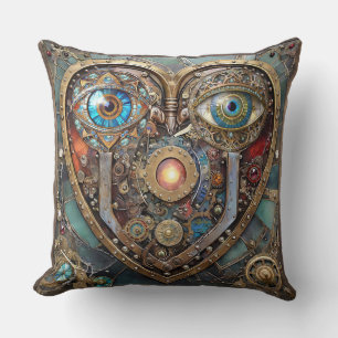 Whimsical Steampunk Heart I See You I Love You Cushion