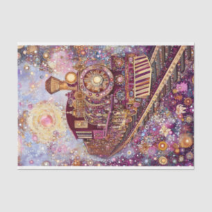 Whimsical Steampunk Train, Mosaic DH5R Decoupage Tissue Paper