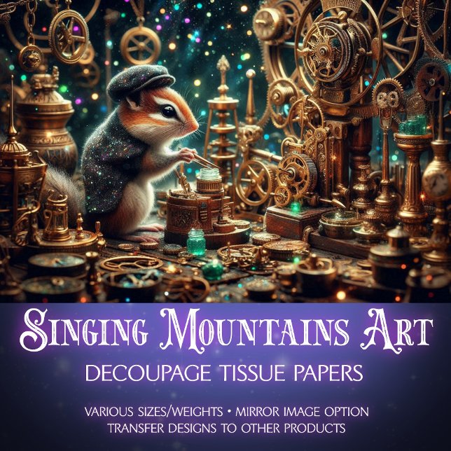 Whimsical Steampunk Victorian Chipmunk Decoupage Tissue Paper (Creator Uploaded)