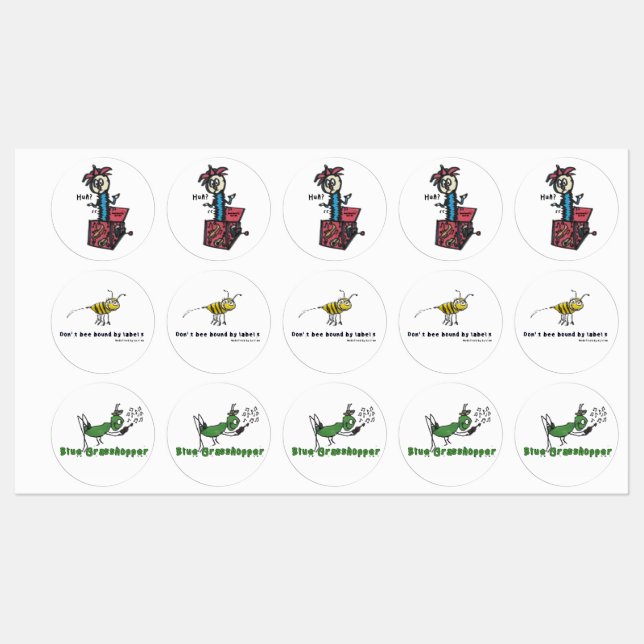 Whimsical Sticker Pack: Blue Grasshopper, Don’t Be (Sheet)