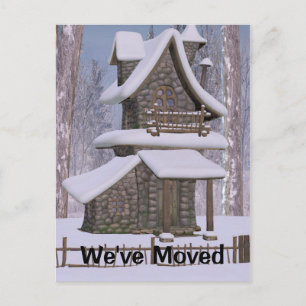 Whimsical Stone House Change of Address Post Card