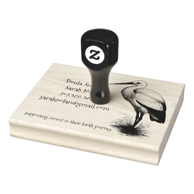 Whimsical Stork Doula Rubber Stamp (Stamp)