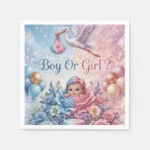 Whimsical Stork Gender Reveal Boy or Girl
