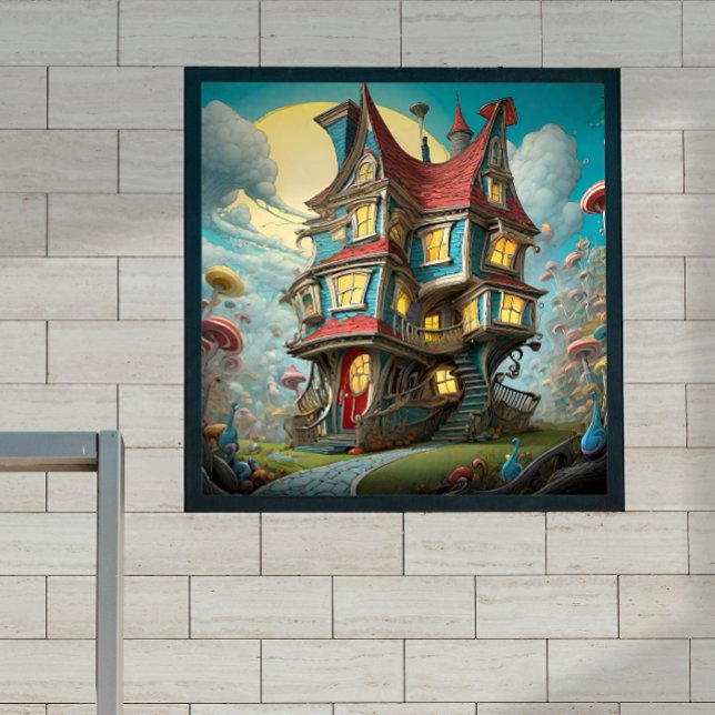 Whimsical Storybook Crooked House | Digital Art Poster (brighten up your child's room or add a dash of imagination to your library)