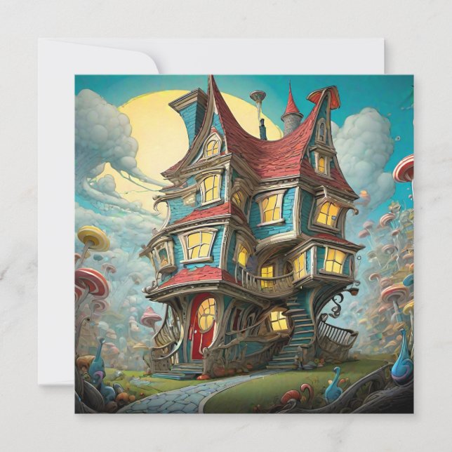 Whimsical Storybook Crooked House | Greeting Card (Front)